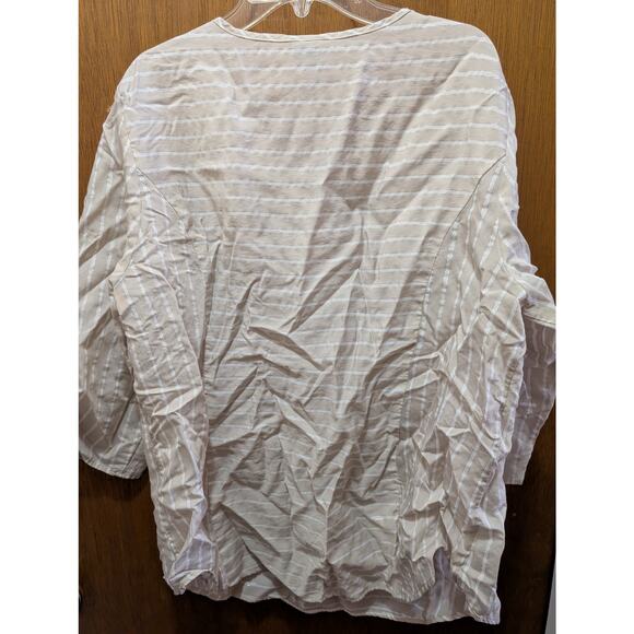 Chico's Metallic Stripe Half Sleeve Blouse - Picture 2 of 4